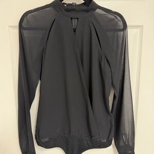 bebe Black Long Sleeve Bodysuit